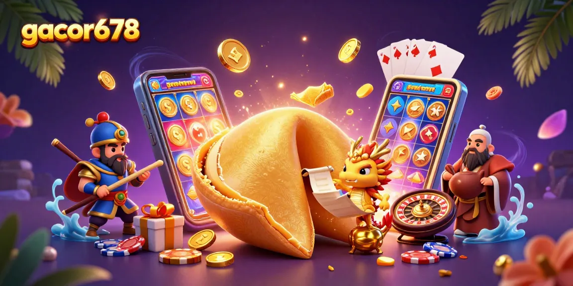 Join the excitement of gacor678 with vibrant casino elements in a magical 3D scene.
