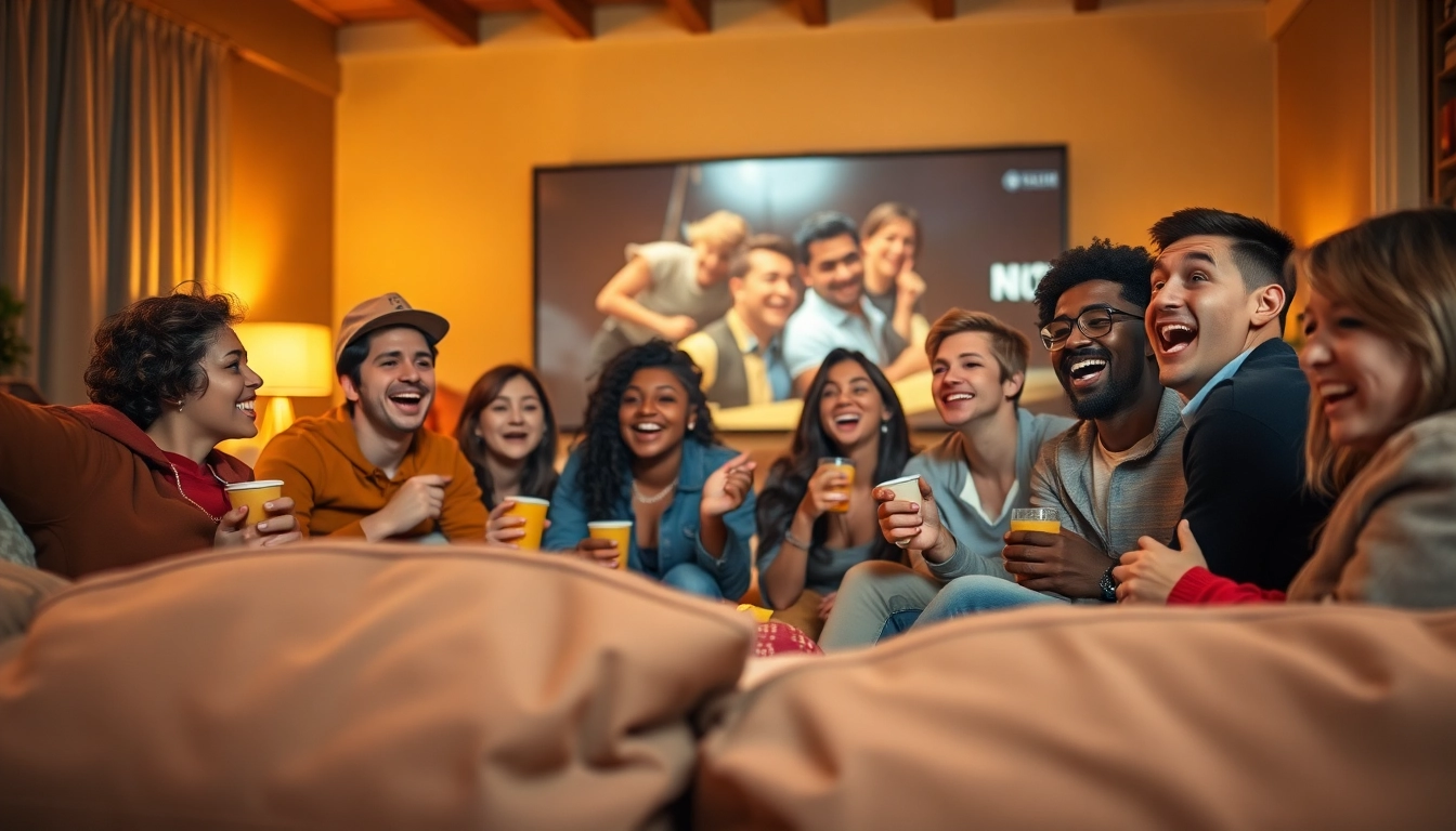 Enjoying a movie night with friends using gowatchseries for streaming shows.