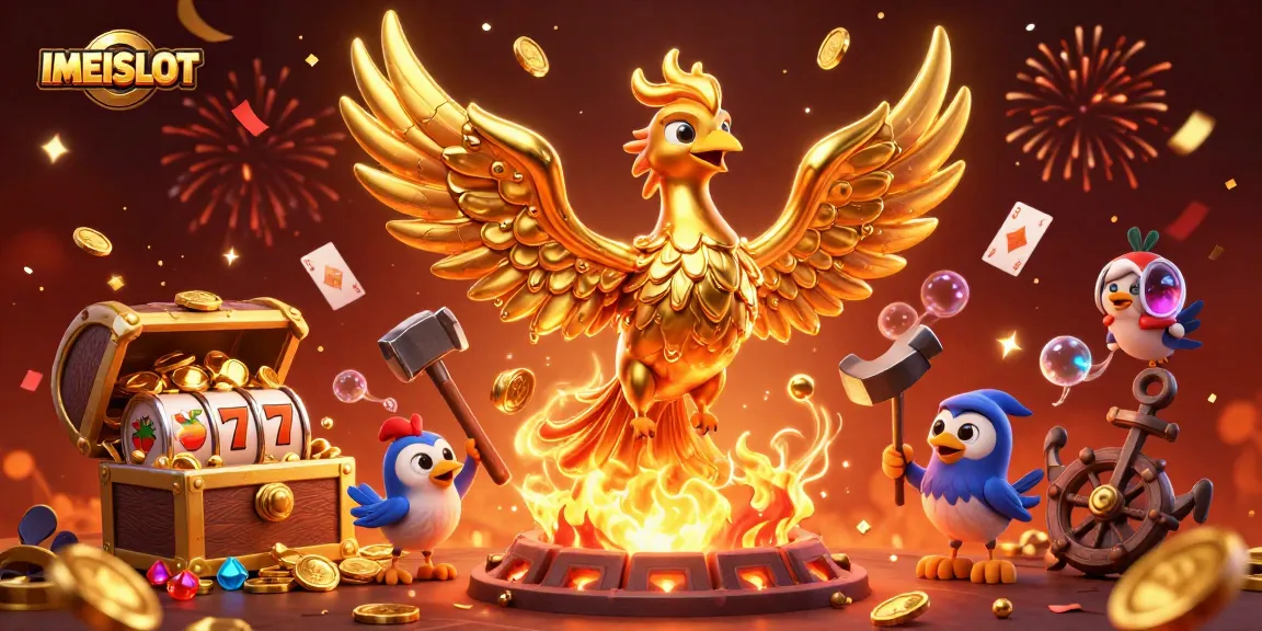 Experience slot victories with IMEISLOT's molten golden phoenix and vibrant game elements.