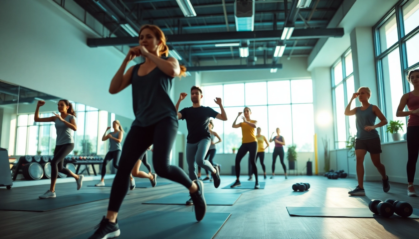 Movenetics individuals demonstrating fitness routines in a vibrant gym setting.