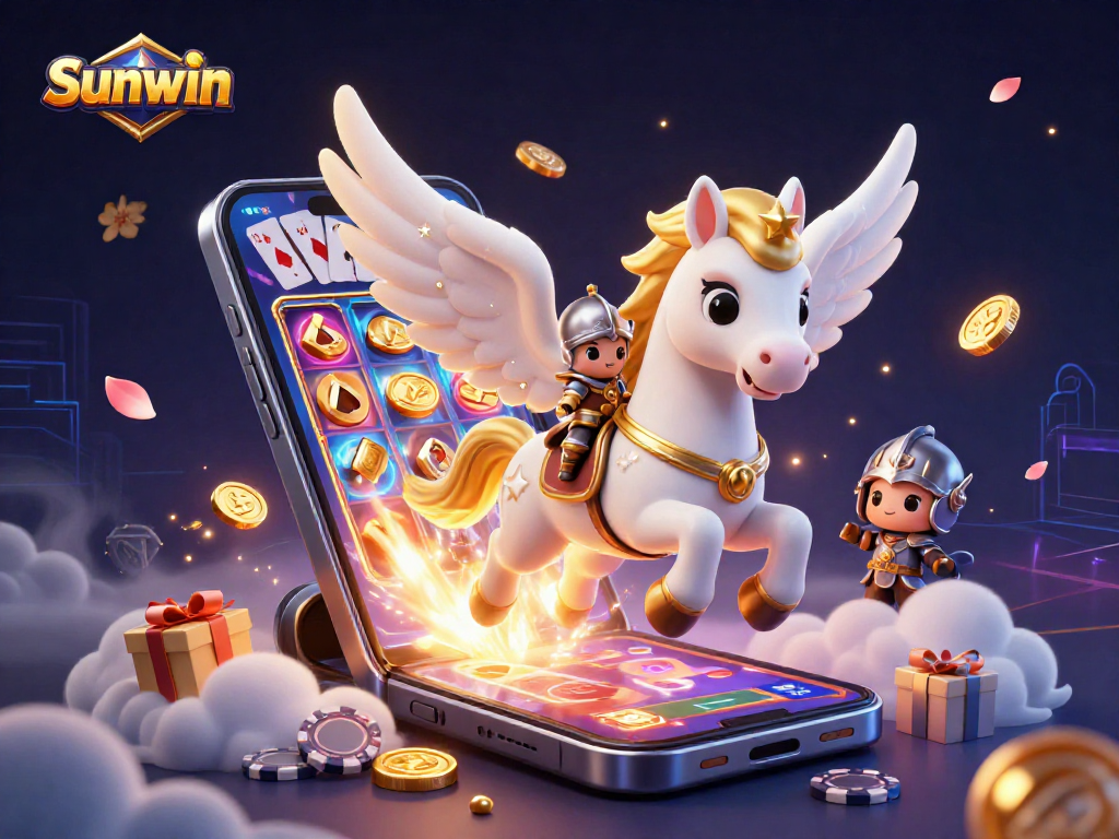 Win big with Sunwin's colorful slot game amidst a magical 3D scene filled with excitement.