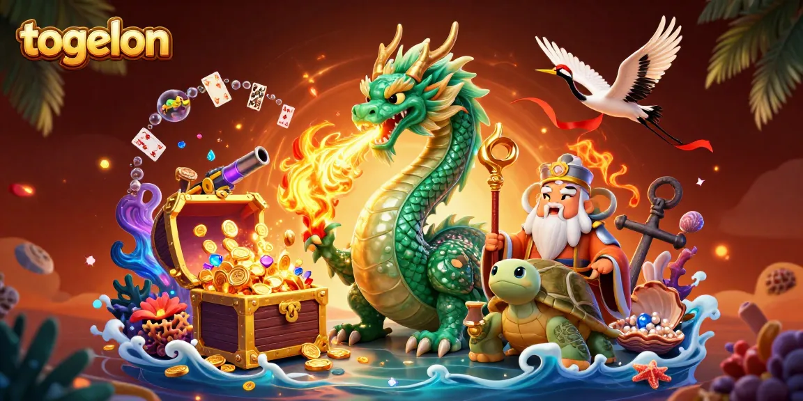 Engage in exciting togelon gameplay with a vibrant scene featuring dragons and fortunes.