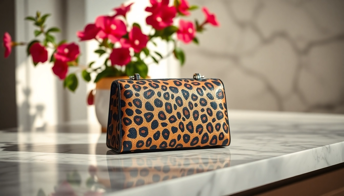 Showcase a stylish leopard print purse that embodies elegance and allure.