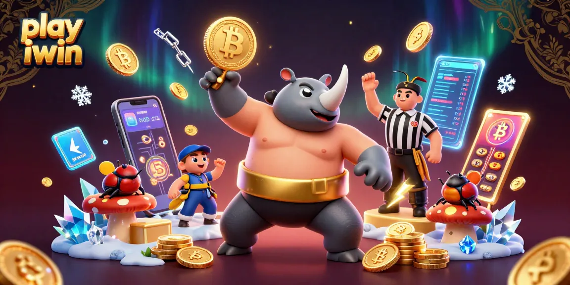 Play iwin and win big with our vibrant 3D illustration of a cartoon beetle casino showdown.