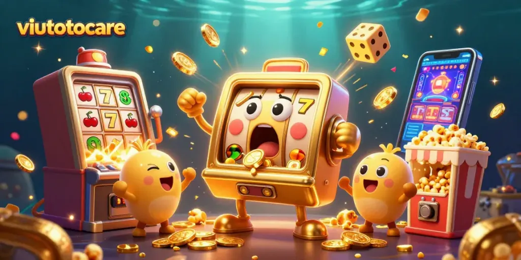 Mesin slot emas sentien viutotocare memukul jackpot dengan koin melimpah, menggembirakan penggemar kasino.