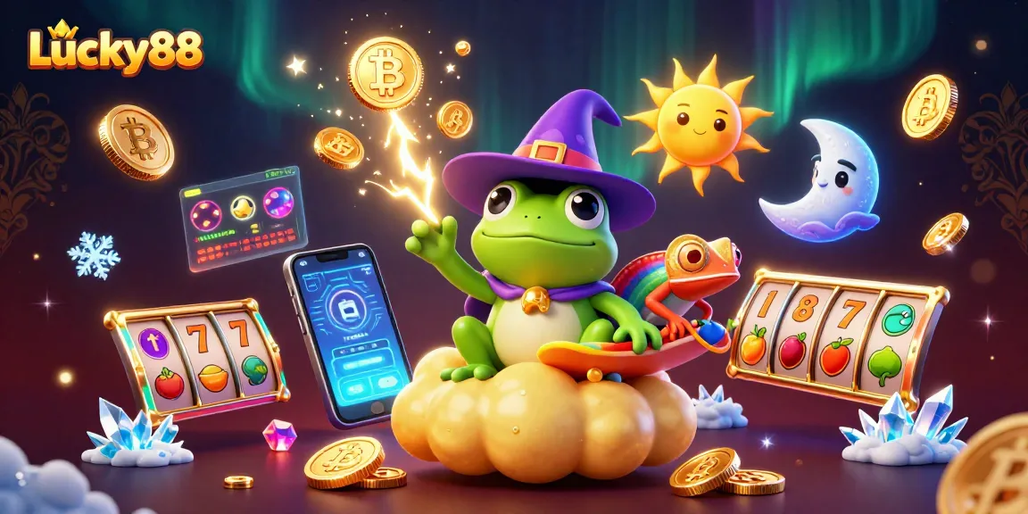 Join the Lucky88 adventure with a magical storm of coins and crypto elements enhancing your gaming experience
