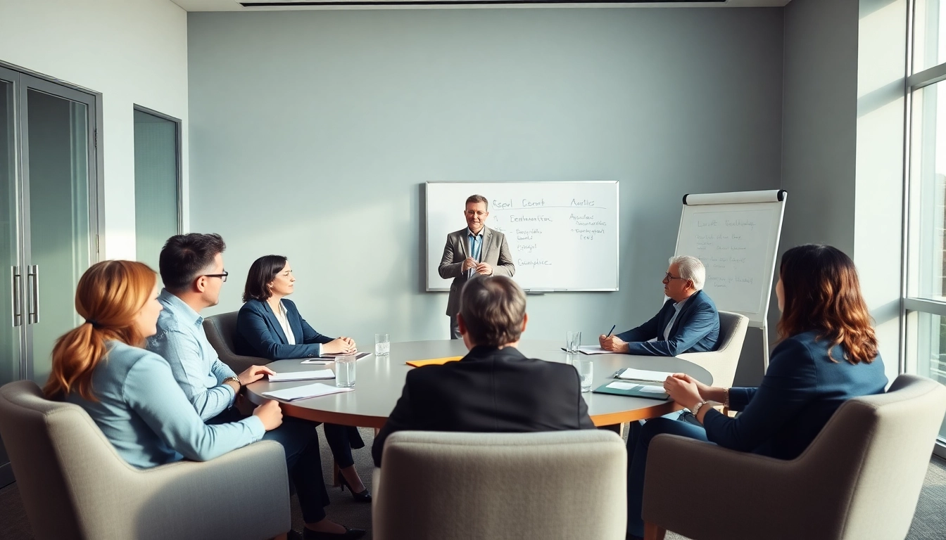 Mediation session where participants seek resolution, facilitated by a neutral guide.