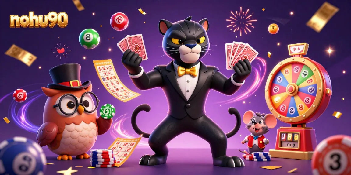 Nohu90 delivers exciting gaming with a stylish panther dealer, vibrant balls, and poker chips.