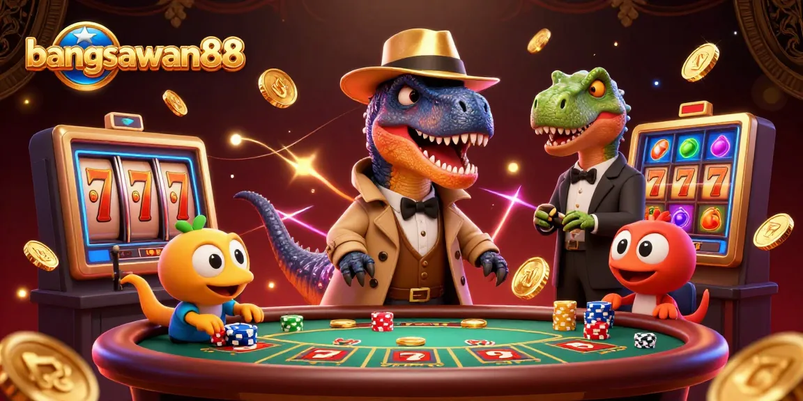 Engage in thrilling blackjack action with bangsawan88's dino characters at the casino.
