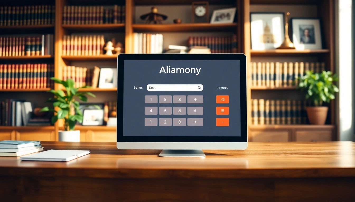 Calculate your alimony with a ny alimony calculator displayed in a cozy home office setting.