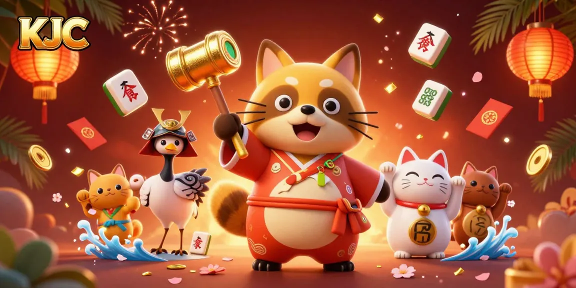 KJC engages players in a vibrant online gaming experience with festive characters and dynamic casino elements.