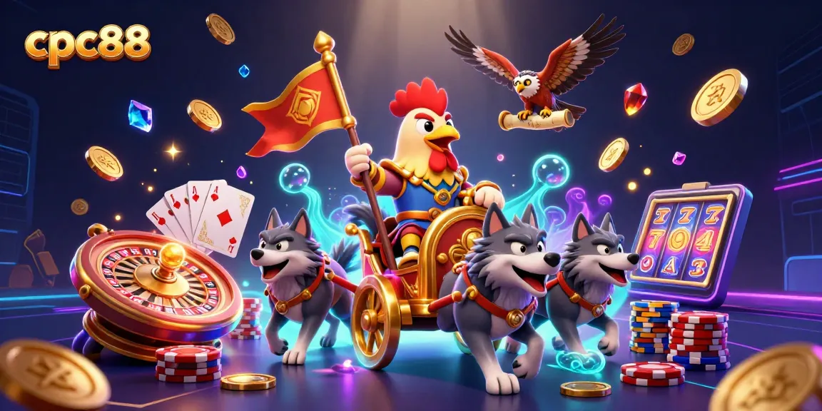 Engage with the cpc88 app for top mobile casino gaming, featuring an exciting 3D illustration.