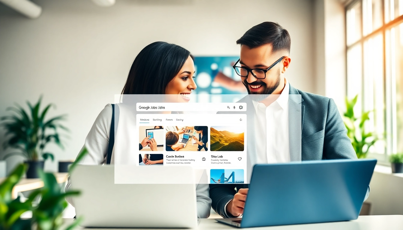 Search for google jobs in a contemporary workspace with professionals collaborating.