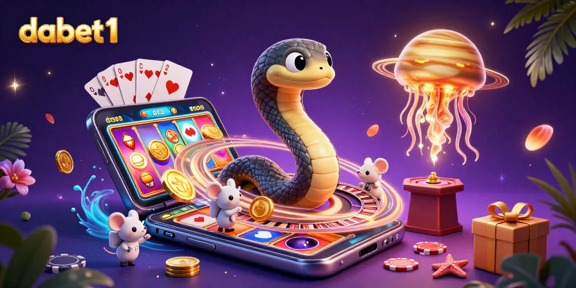 Join the excitement at dabet1 with a 3D casino-themed illustration featuring cosmic characters!