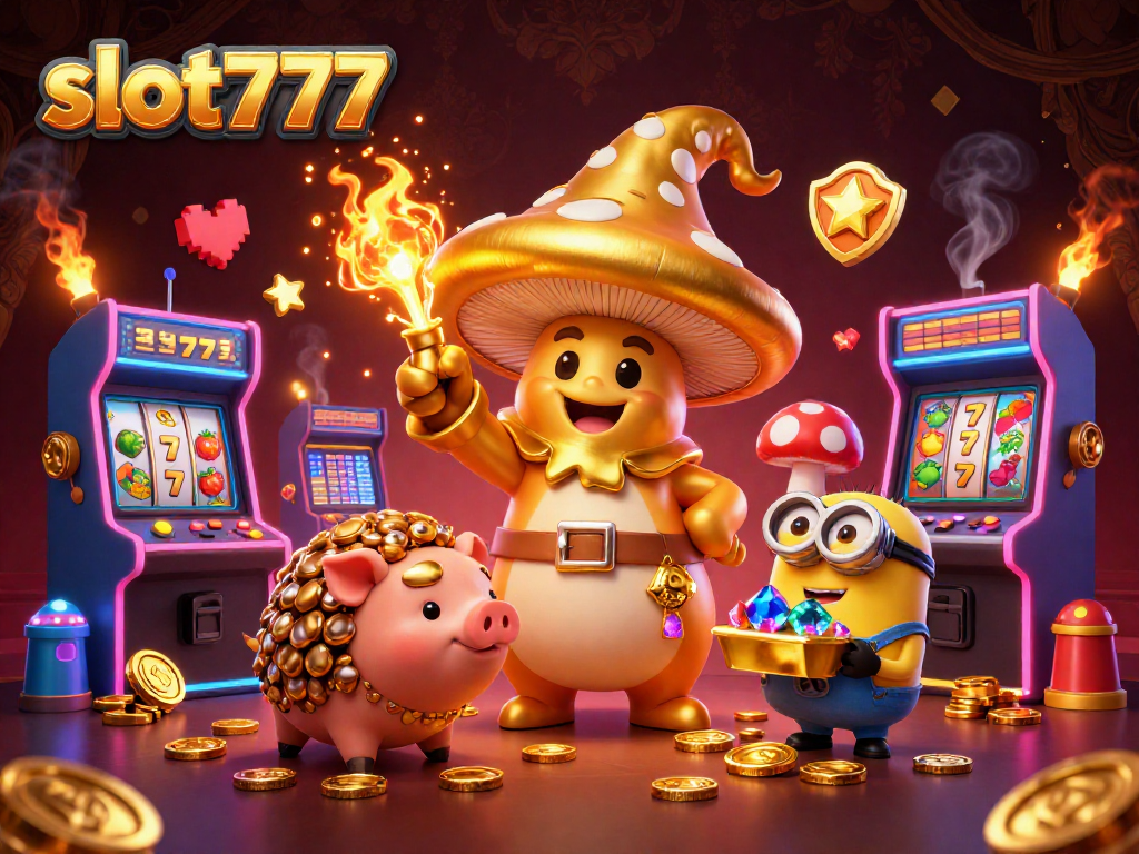 Spin slot777 for treasure with a golden wizard, truffle pig, and colorful gaming elements.