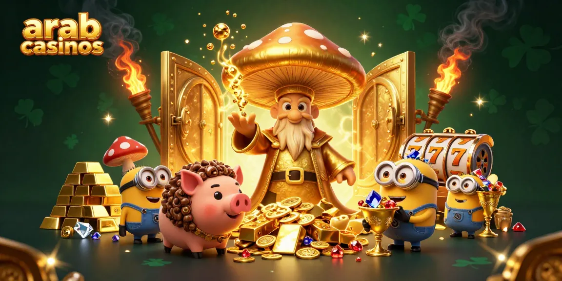 Join the excitement at arab online casinos with a magical golden theme featuring treasures and whimsical characters.