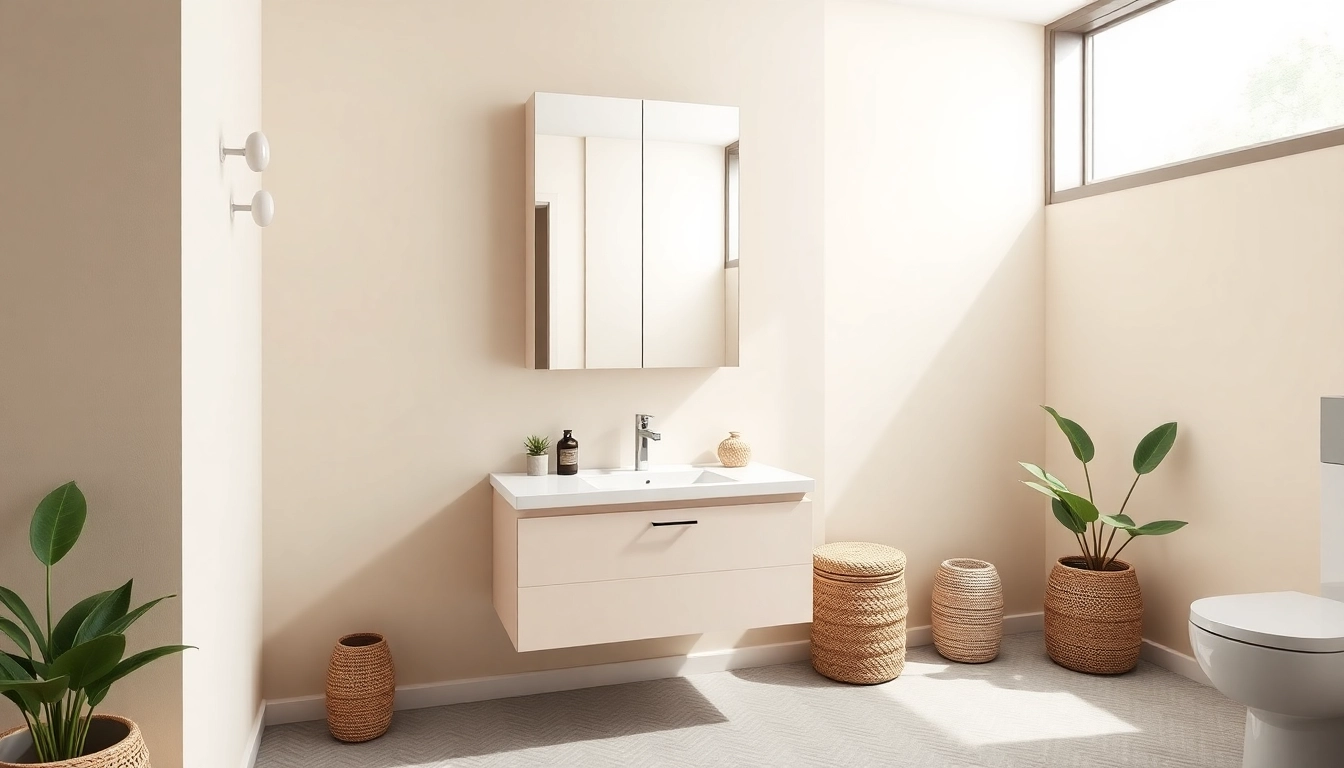 Eleganter spiegelschrank bad über einem modernen Waschbecken in einem stilvollen Badezimmer.