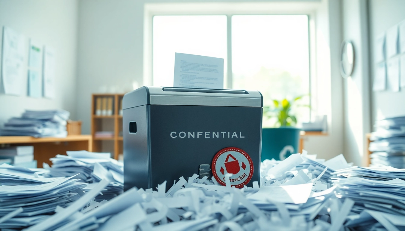 Efficient document destruction Cleveland Ohio showcased through shredding process with professional setup.