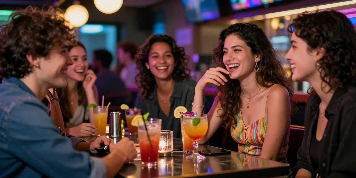 Gái gọi tham gia vào không khí sôi động tại quán bar với bạn bè