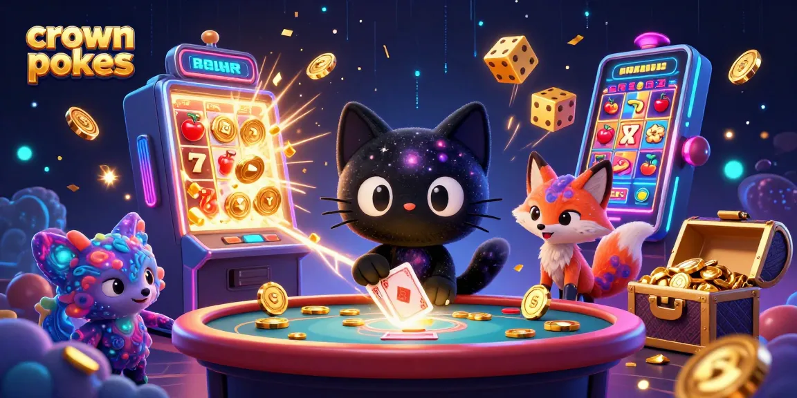 Experience thrilling crown pokies action with vibrant gameplay elements in this cosmic casino illustration.