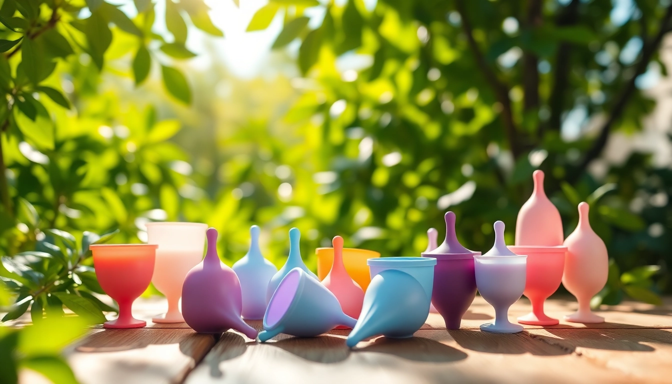 Explore different period cups Australia options on a natural wooden table.