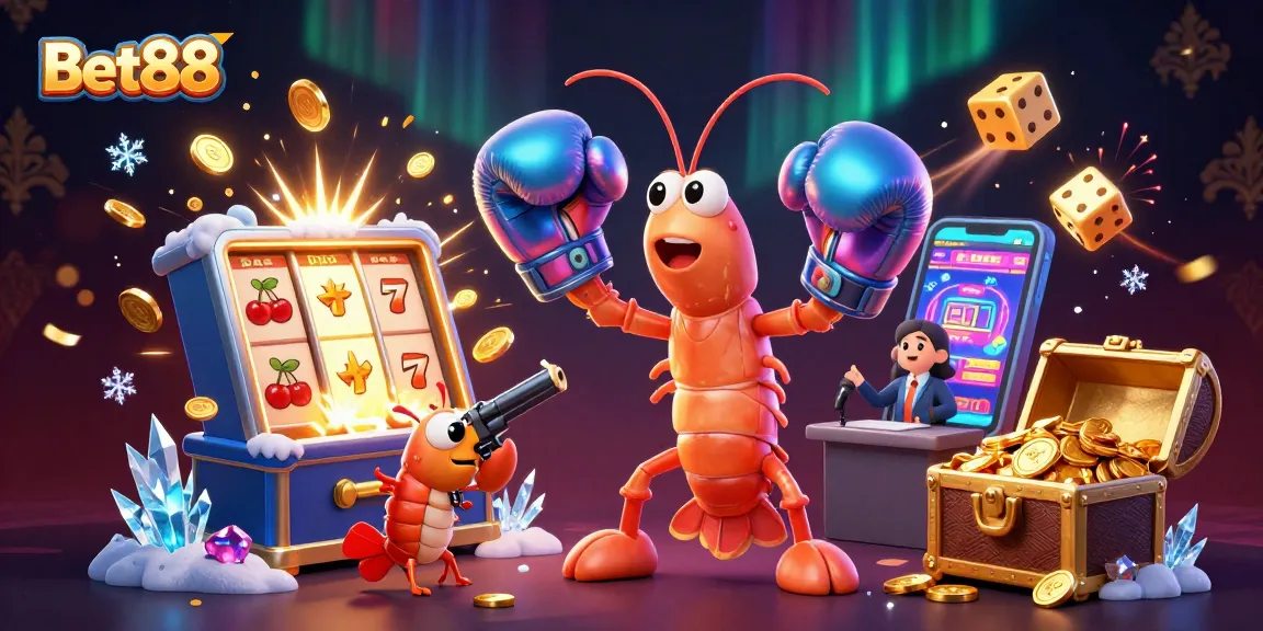 Play and win at Bet88 with dynamic casino game elements and vibrant characters, showcasing a jackpot burst.
