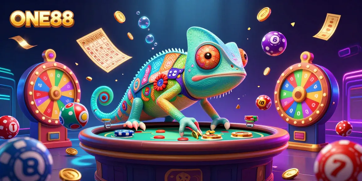 Engage with ONE88 in an exciting 3D casino scene showcasing vibrant games and thrilling gaming action.