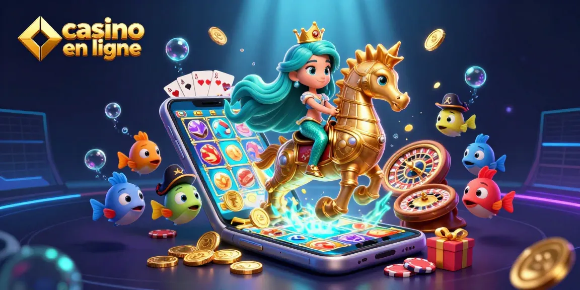 Faites l'expérience d'un monde captivant de casino en ligne avec une princesse sirène et des éléments de jeu colorés.