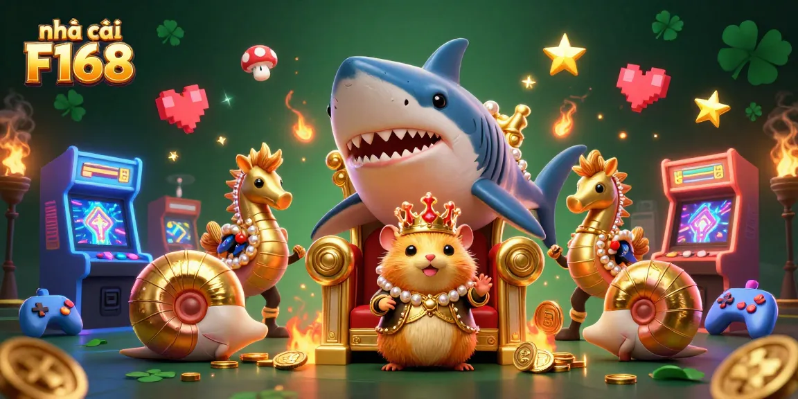 Engage with thrilling gameplay at nhà cái F168, featuring royal hamster king and vibrant casino elements