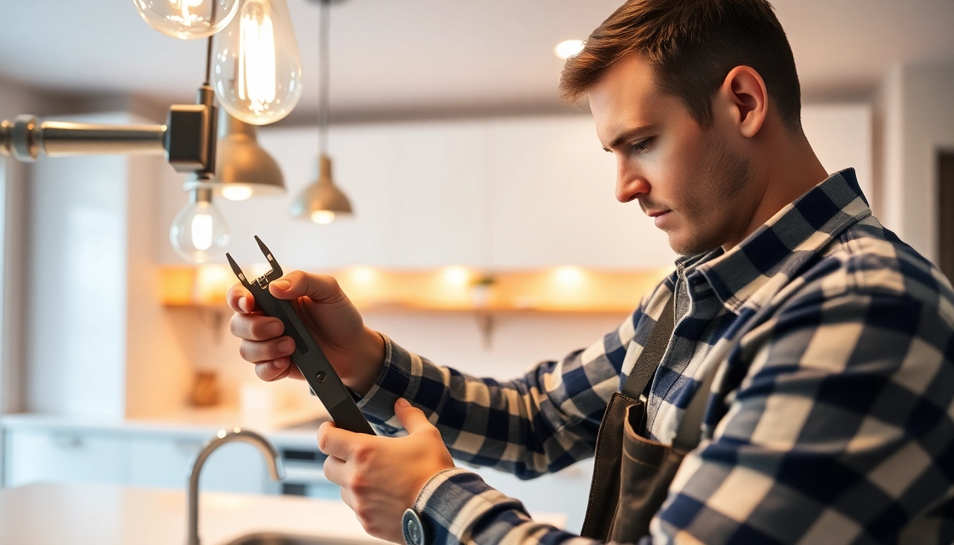 Electrician Roswell GA providing expert lighting installation in a modern kitchen.