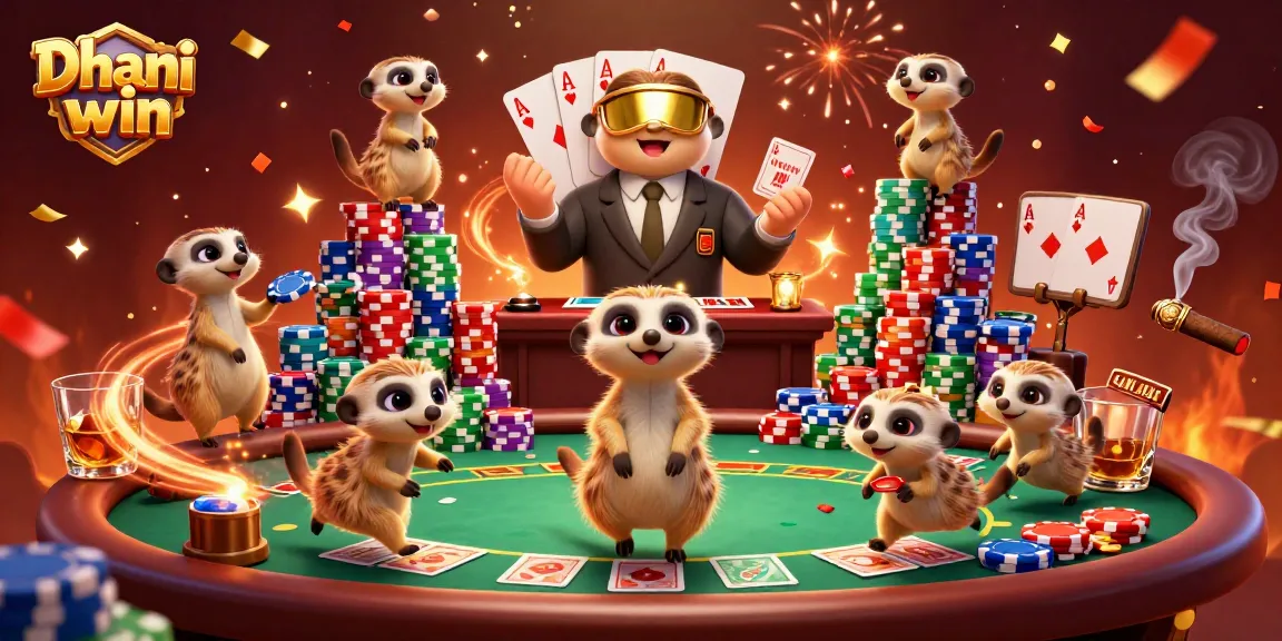 Experience vibrant gaming adventures with Dhani win in an exciting casino scene featuring meerkats.