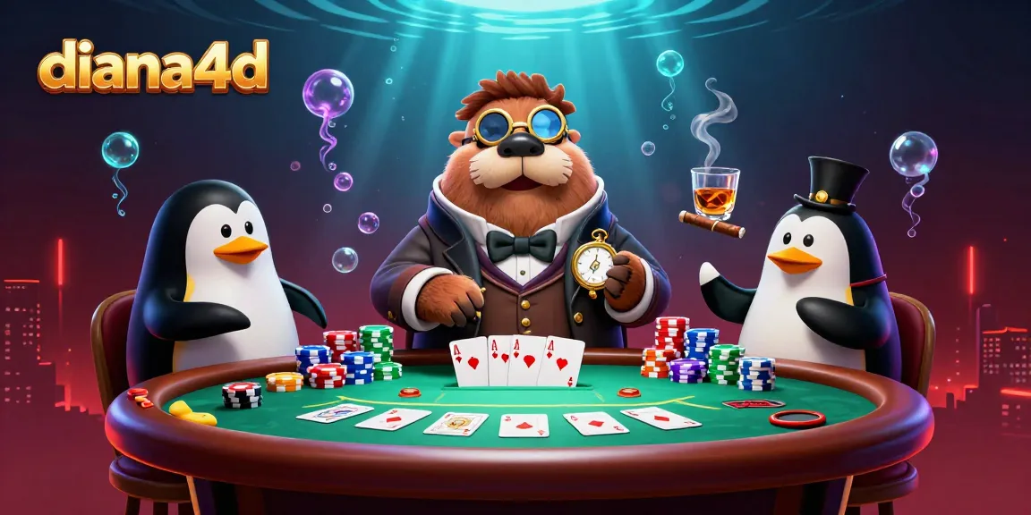 Diana4D portrays a jolly walrus playing poker, illustrating an underwater casino ambiance.