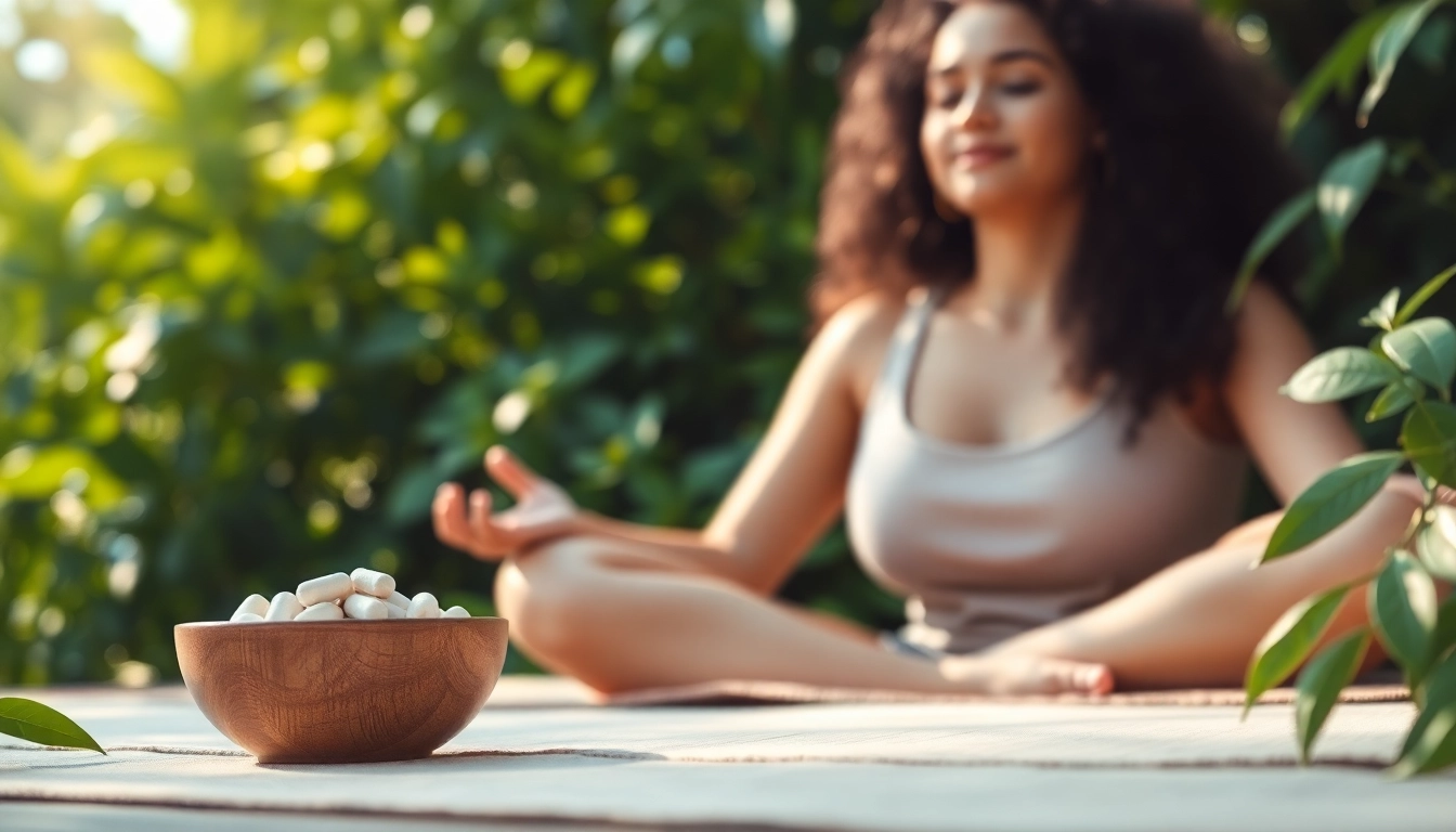 Person meditating with magnesium for anxiety supplements in a peaceful natural setting.