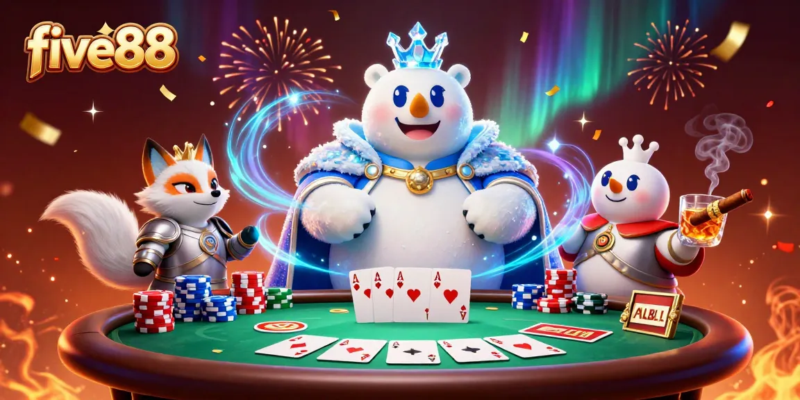 Join the excitement at five88 with a royal poker showdown amidst vibrant celebrations.