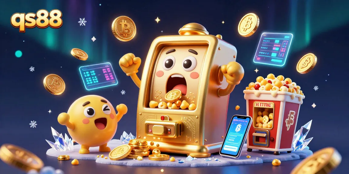 Experience qs88's vibrant gaming world as golden slots win jackpots amidst cheerful cartoon machines!