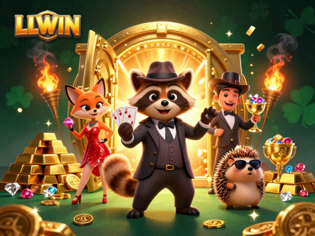 Experience the thrill of the LLWIN casino with this vibrant 3D illustration of winning characters.
