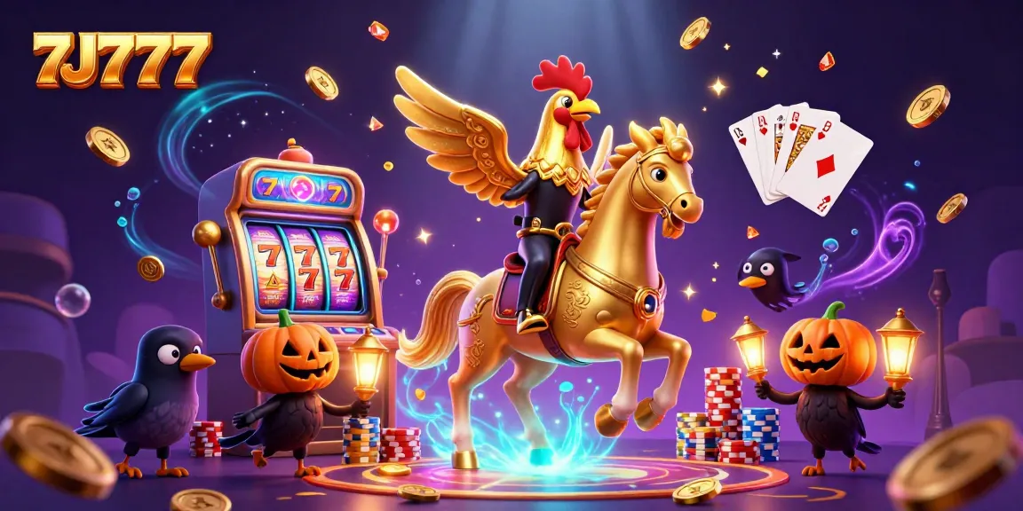 Spin to win at 7J777 with dynamic slot machine action amidst vibrant casino energy.