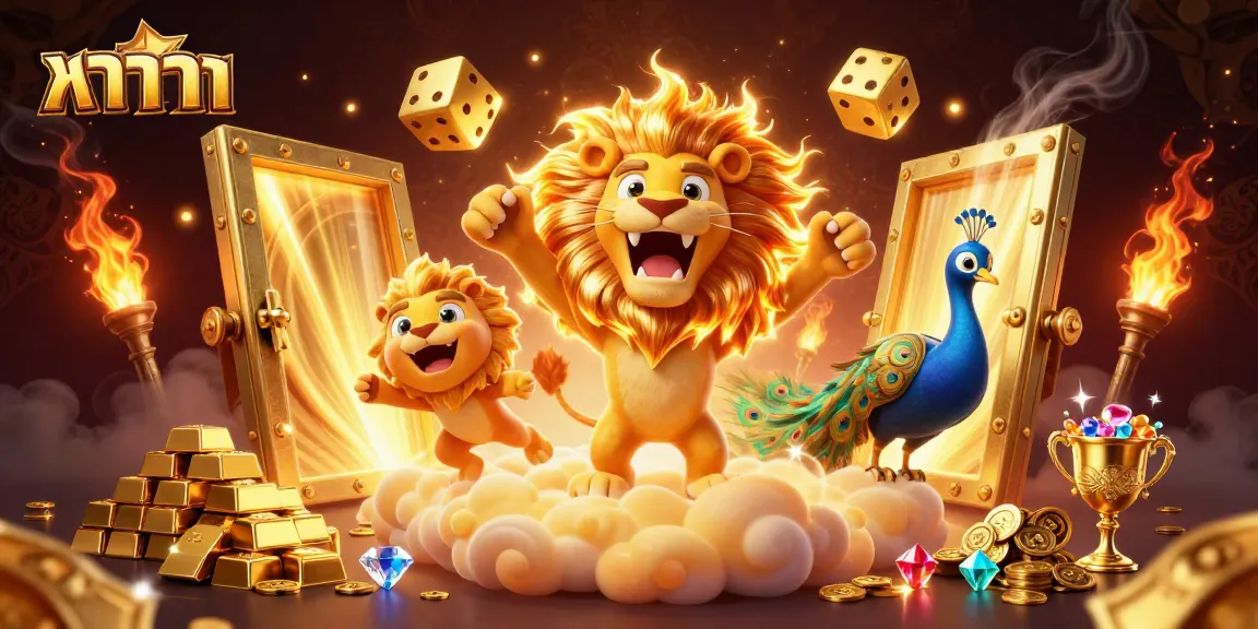 หมุนเกมบาคาร่าพร้อมกับสิงโตพระอาทิตย์และลูกเต๋าทองคำในฉากที่แวววาว