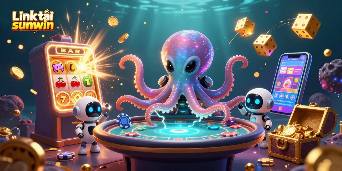 Play casino games with Link tải sunwin in a vibrant underwater 3D scene featuring an alien octopus.
