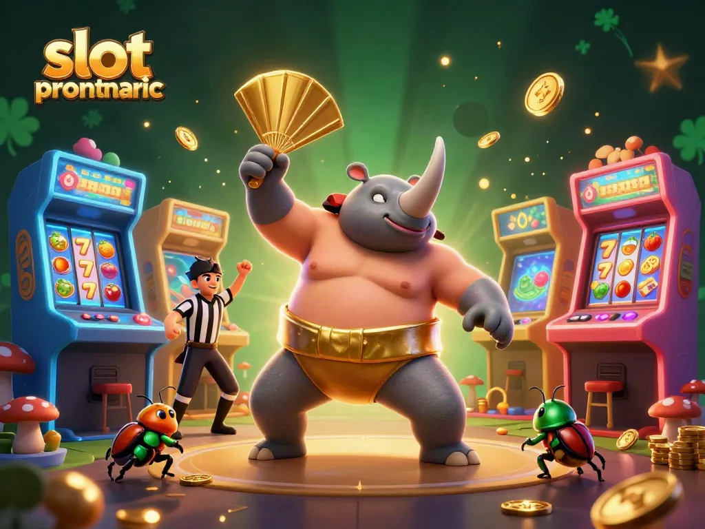Experience the excitement of slot pragmatic with colorful machines, coins, and a dynamic scene of action.