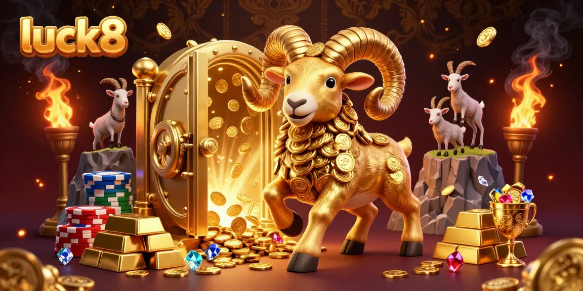 Experience excitement with luck8 in this dynamic casino scene, showcasing golden treasures and vibrant energy.