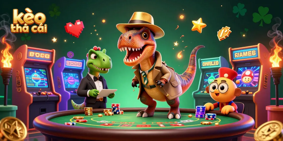 Experience kèo nhà cái excitement with a velociraptor at blackjack as dinosaurs watch over a thrilling game scene.