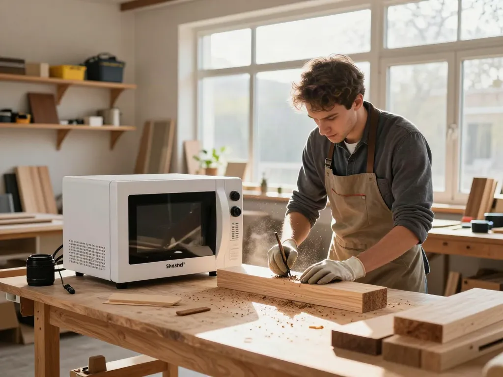 SHASHEL® microwave equipment in use for wood treatment, demonstrating efficient insect elimination.