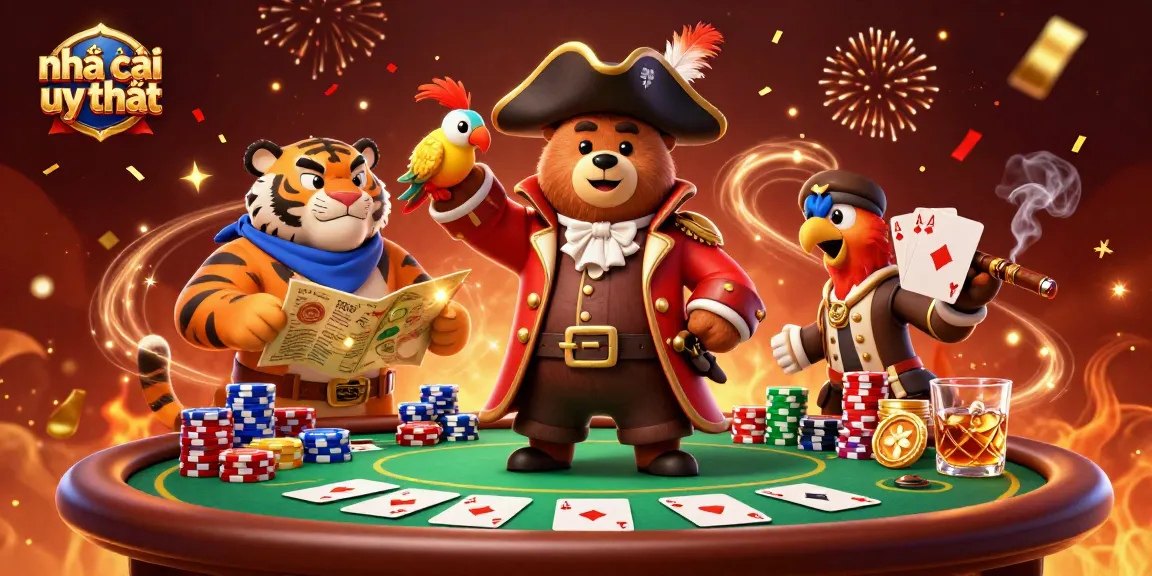 Experience the excitement of nhà cái uy tín as a pirate captain and friends engage in a thrilling poker game.