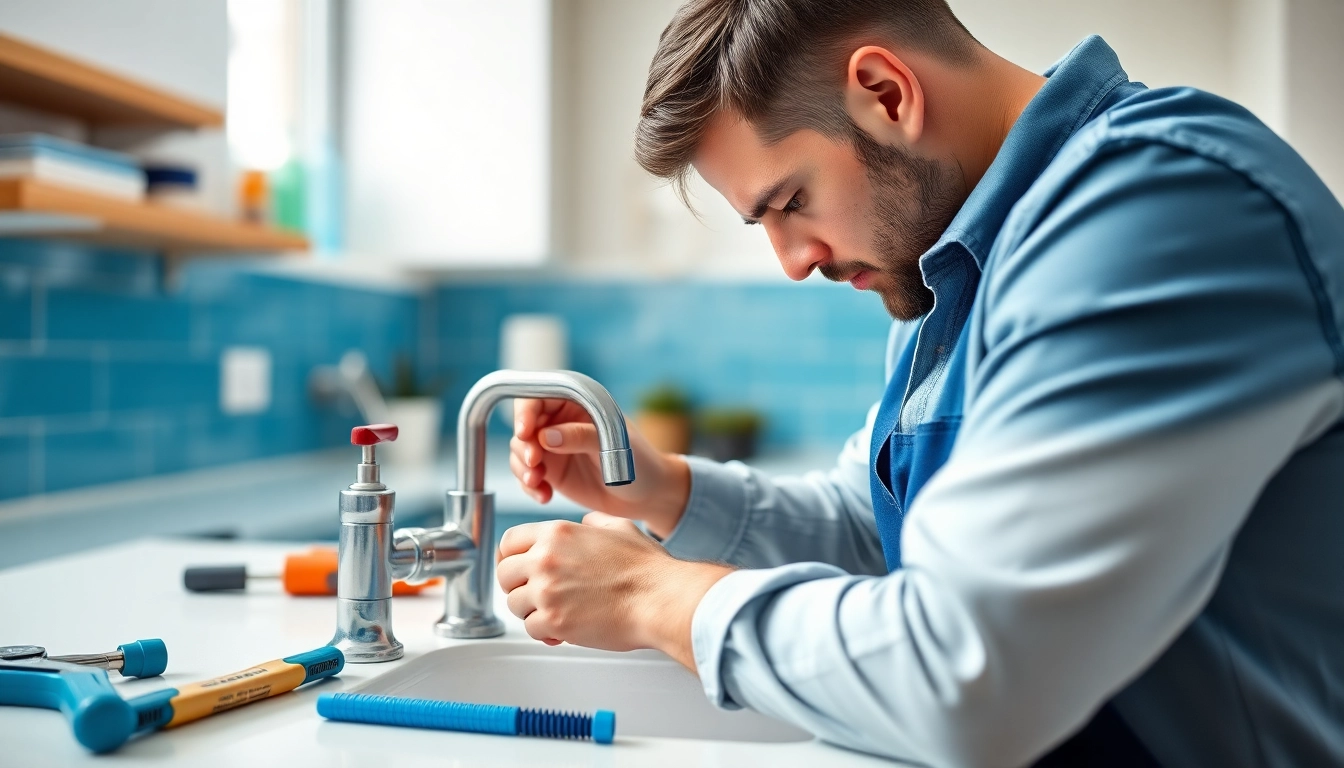 Fixing a faucet in a kitchen representing wefix london's plumbing services, ensuring quality and reliability.
