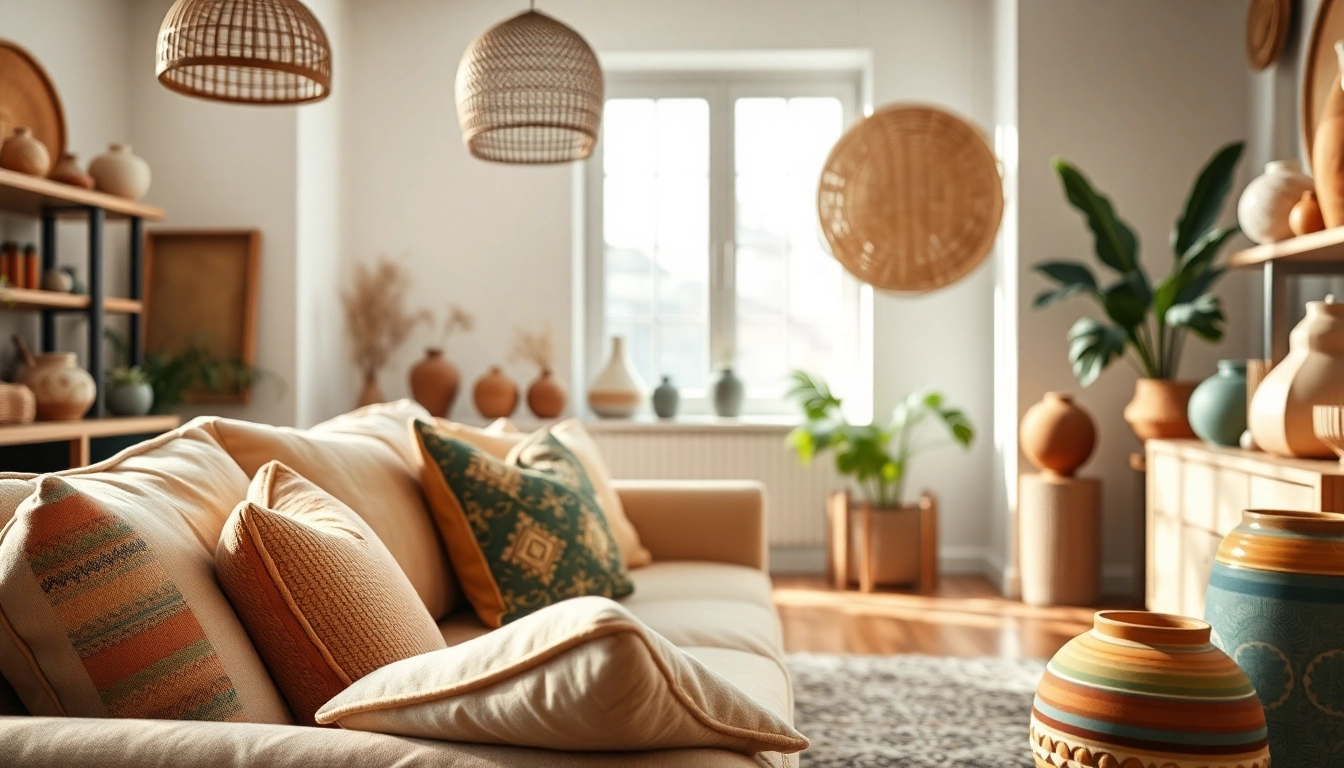 Verken het unieke ontwerp van imperfectdesign.nl met handgemaakte decoraties in een sfeervolle woonkamer.