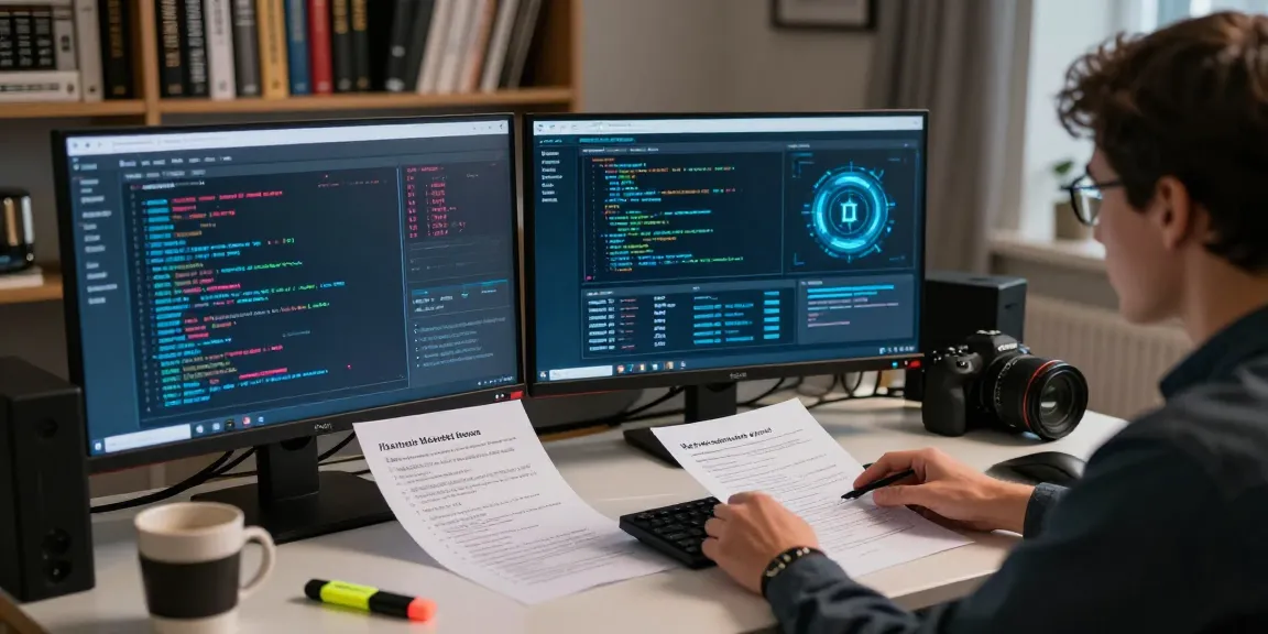 Researcher analyzing the Best Darknet Markets 2026 in a digital workspace filled with data and market trends.