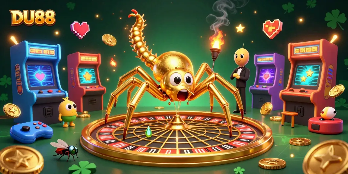 Place bets at DU88 casino with a 3D golden spider web roulette scene