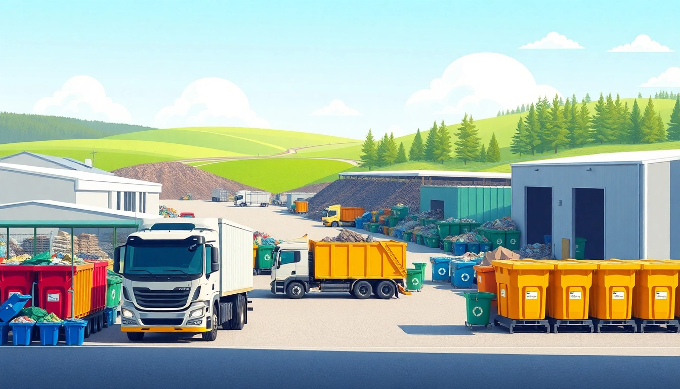 Efficient operations at Bonnyville dump with trucks and recycling facilities in view.