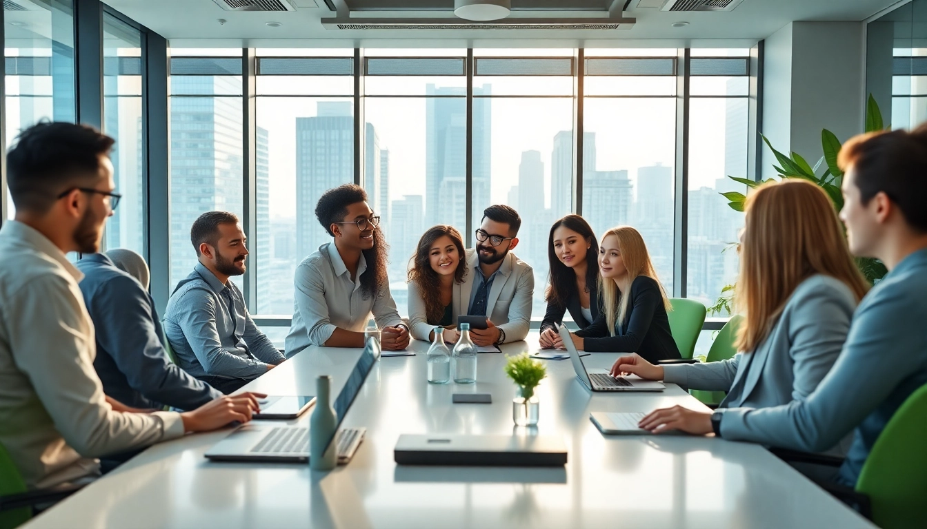 Consultants at carbonxgen strategizing energy solutions in a modern office setting.
